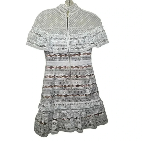 Self-Portrait Yoke Frill Mini White Dress Size 4 - Picture 15 of 16